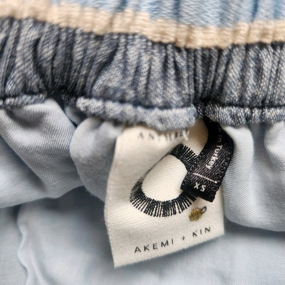 Anthropologie Akemi + Kin Luria Midi Striped Skirt Pockets Retro Size XS Linen - Picture 5 of 8